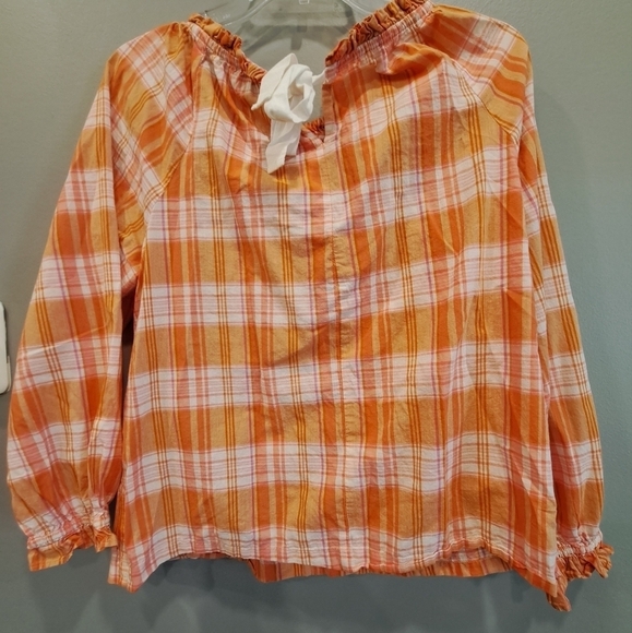 *3 for $30* J Crew Off The Shoulder Plaid Blouse - Picture 2 of 5